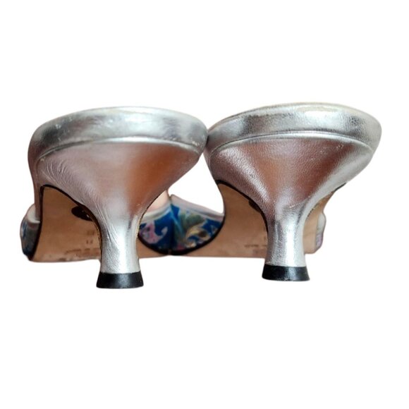 Isaac Mizrahi Turquoise Blue slip- on Mules Textile Size 8 B - Picture 9 of 12